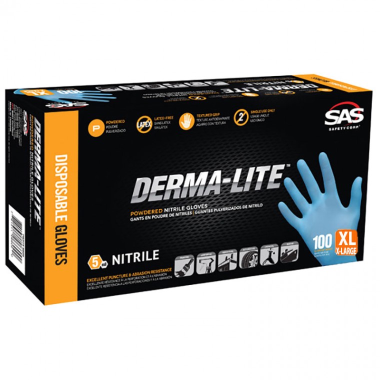 01-01541 Sas 6609 Derma Lite Powdered Nitrile 5 Mil Xl