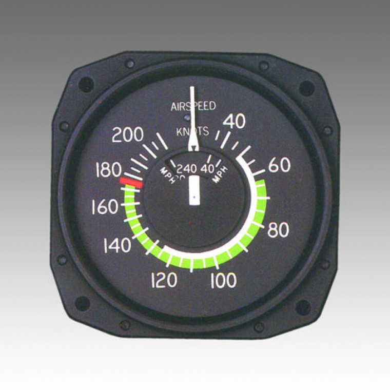 10-05162 Sigma-Tek 3-1/8 Restrained Airspeed 40-300Mph 40-260Knt